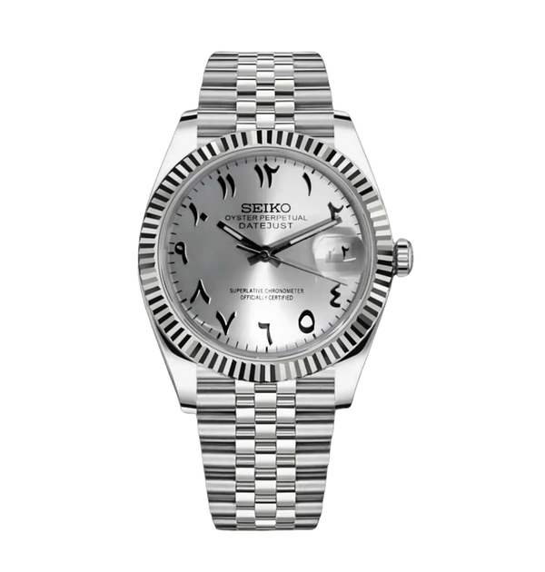 Seiko Mod Datejust – White Arabic Dial