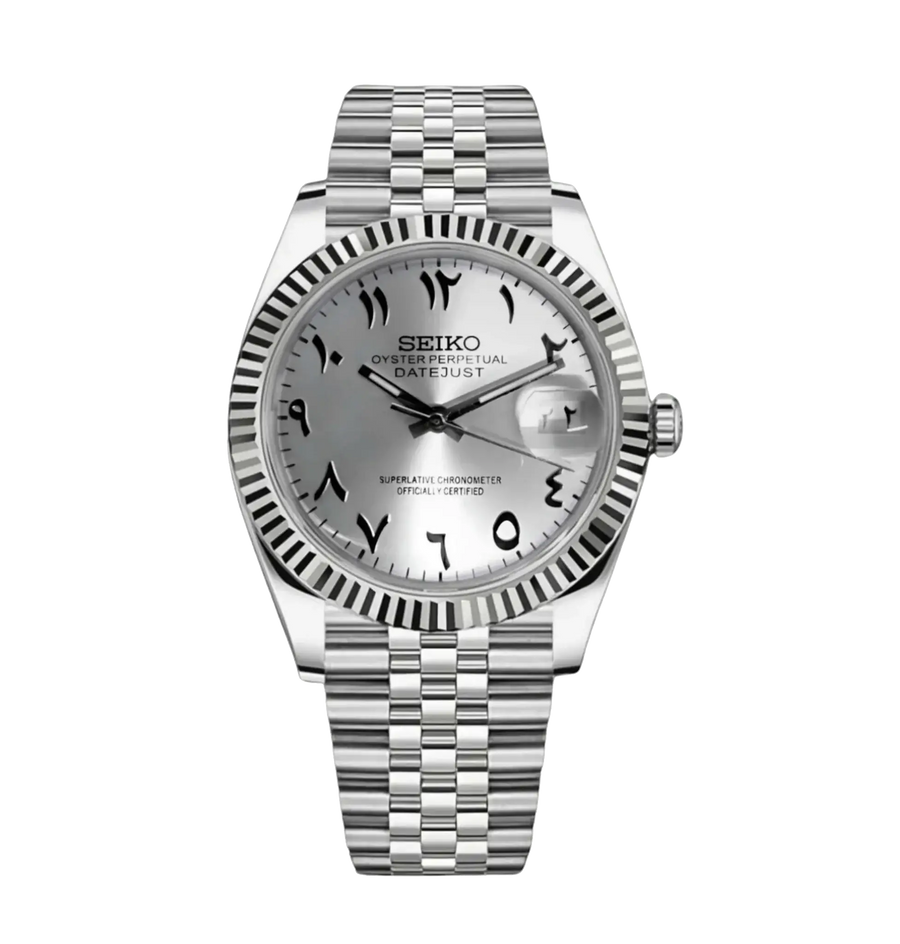 Seiko Mod Datejust – White Arabic Dial