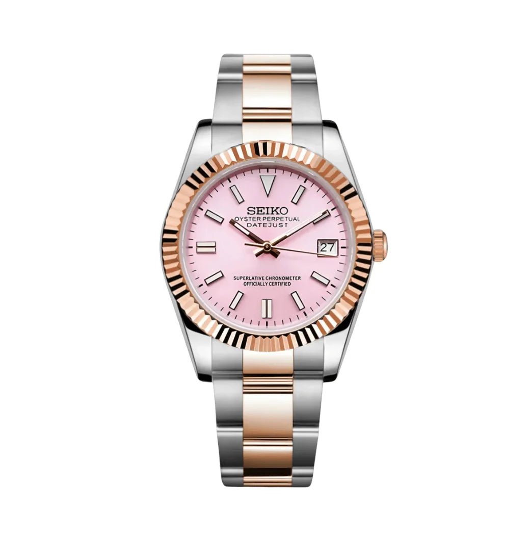 Seiko Mod Datejust Baby Pink Two Tone