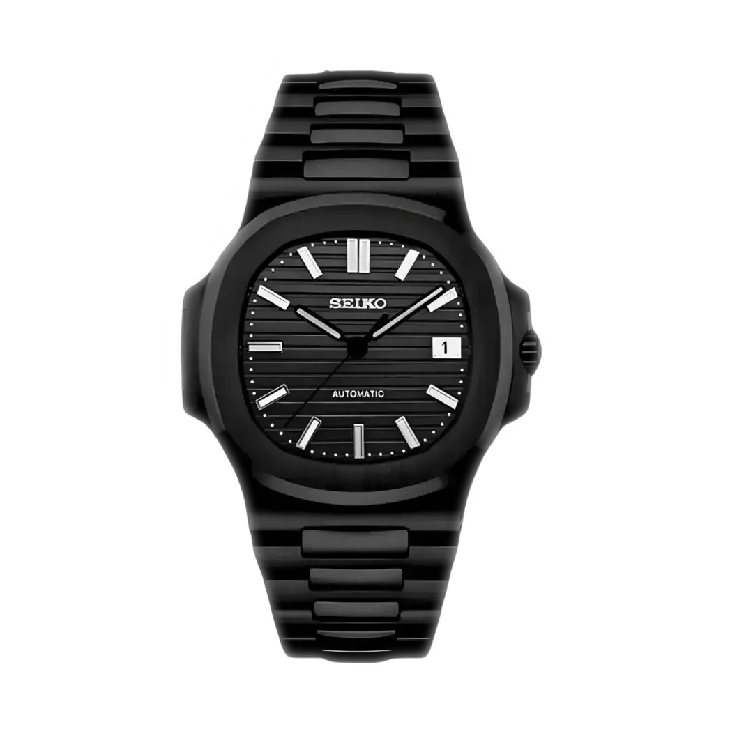 Seiko Mod Nautilus Noir furtif – Édition entièrement noire