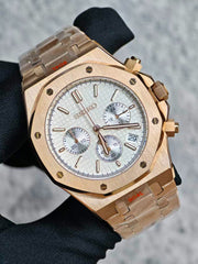 Seiko Mod Royal Oak Chronograph – Rose Gold White Dial supplier front view