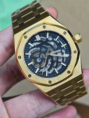 Seiko Mod Royal Oak Skeleton – Gold front view