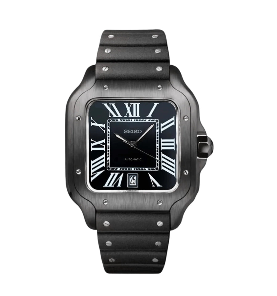Seiko Mod Santos ADLC (Black Roman Dial)