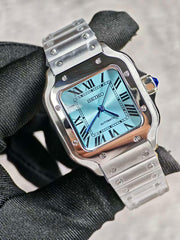 Seiko Mod Santos – Light Blue Dial supplier front view