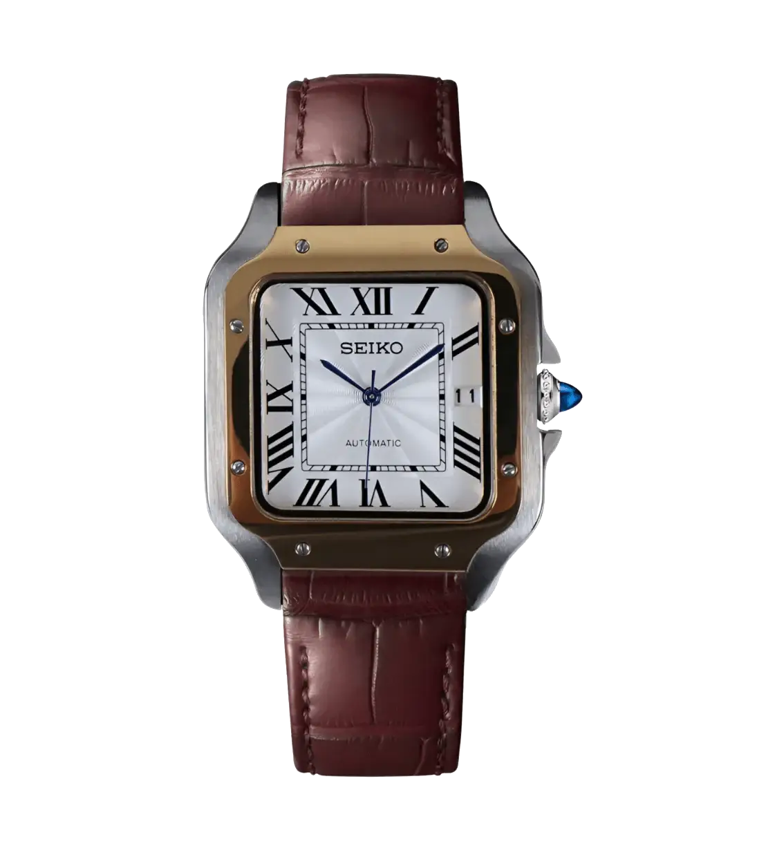 Seiko Mod Santos – Cuir Marron Bicolore