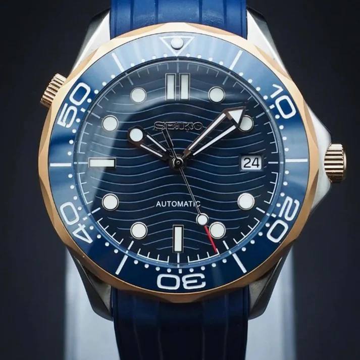 Seiko Mod Seamaster Diver – Rose Gold & Blue supplier photo 3