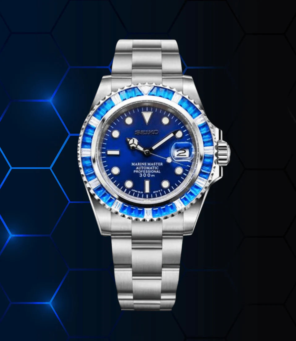 Seiko Mod Submariner - Blue Ruby