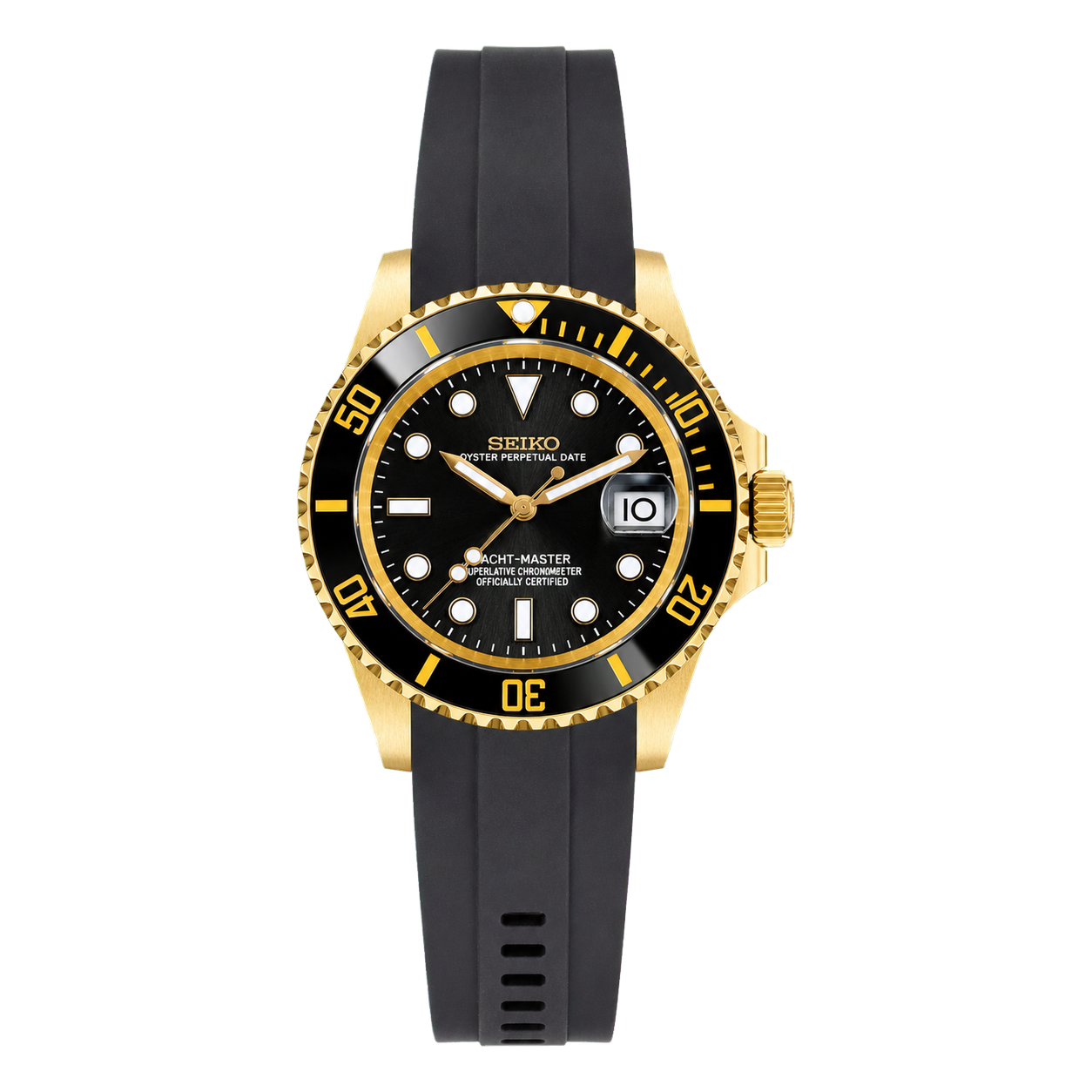 Approved transparent studio product view - Seiko Mod Yacht-Master – Gold & Black