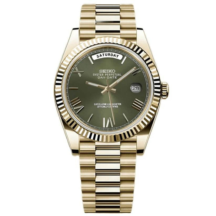 Seiko Mod Day-Date – Gold Olive Green
