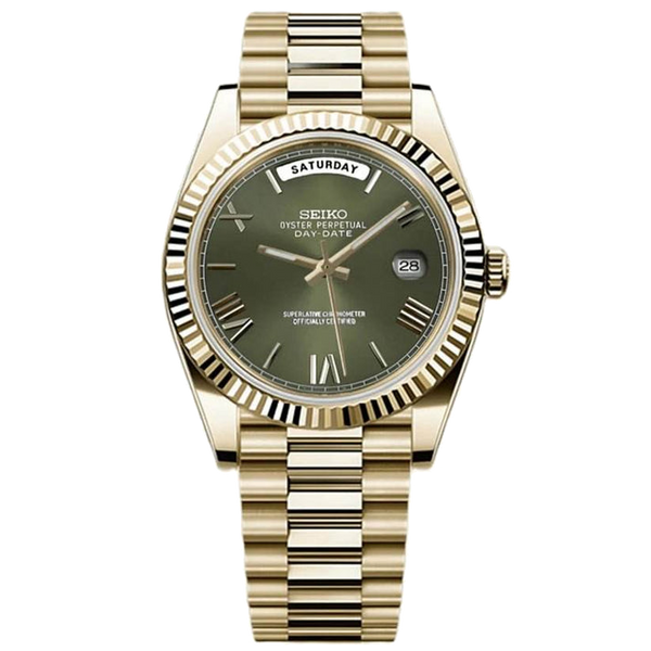 Seiko Mod Day-Date – Gold Olive Green