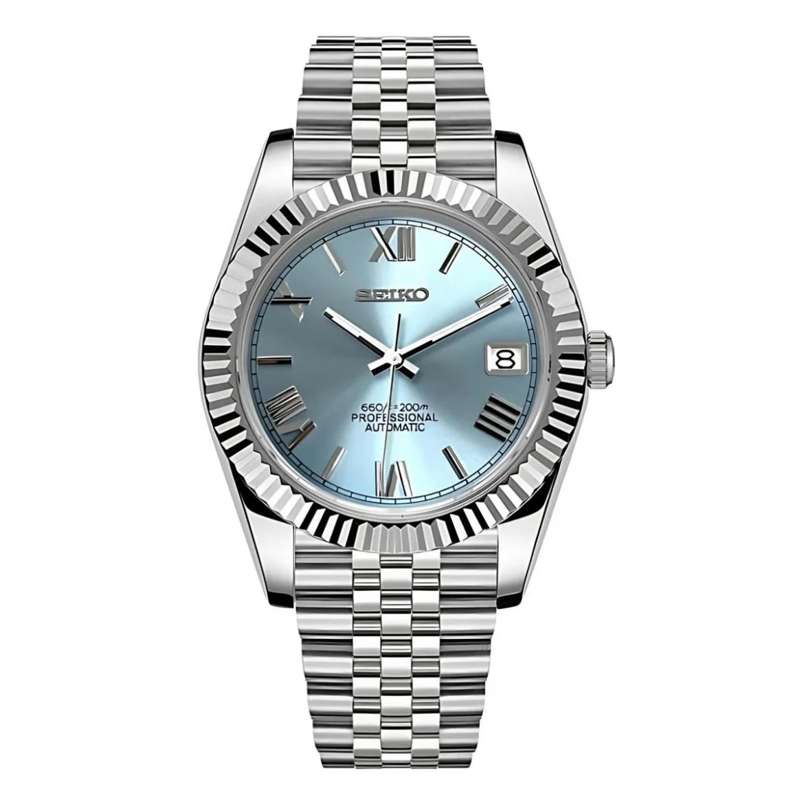 Seiko Mod Datejust – Sky Blue Roman Dial