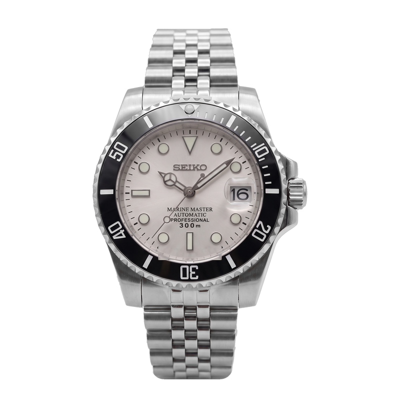 Seiko Mod Submariner – White Dial Black Bezel