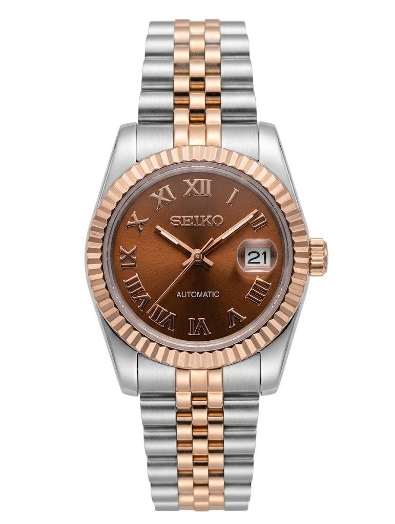 Seiko Mod Ladyjust Two-Tone Rose Gold Bronze Roman dial