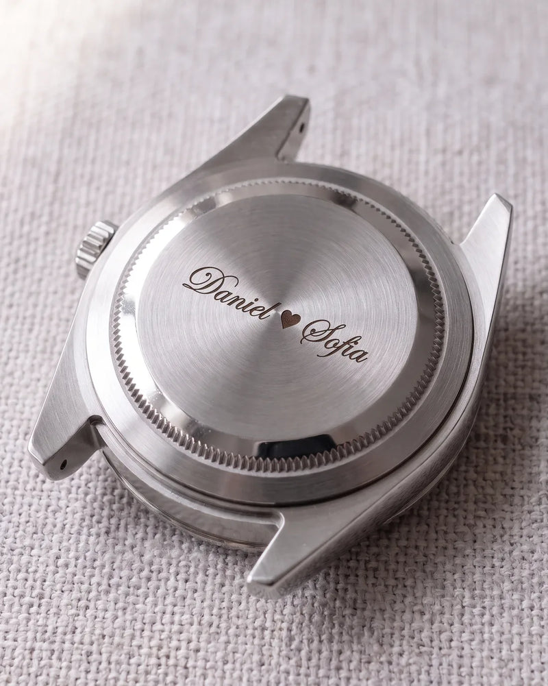 Script names with a heart engraving example