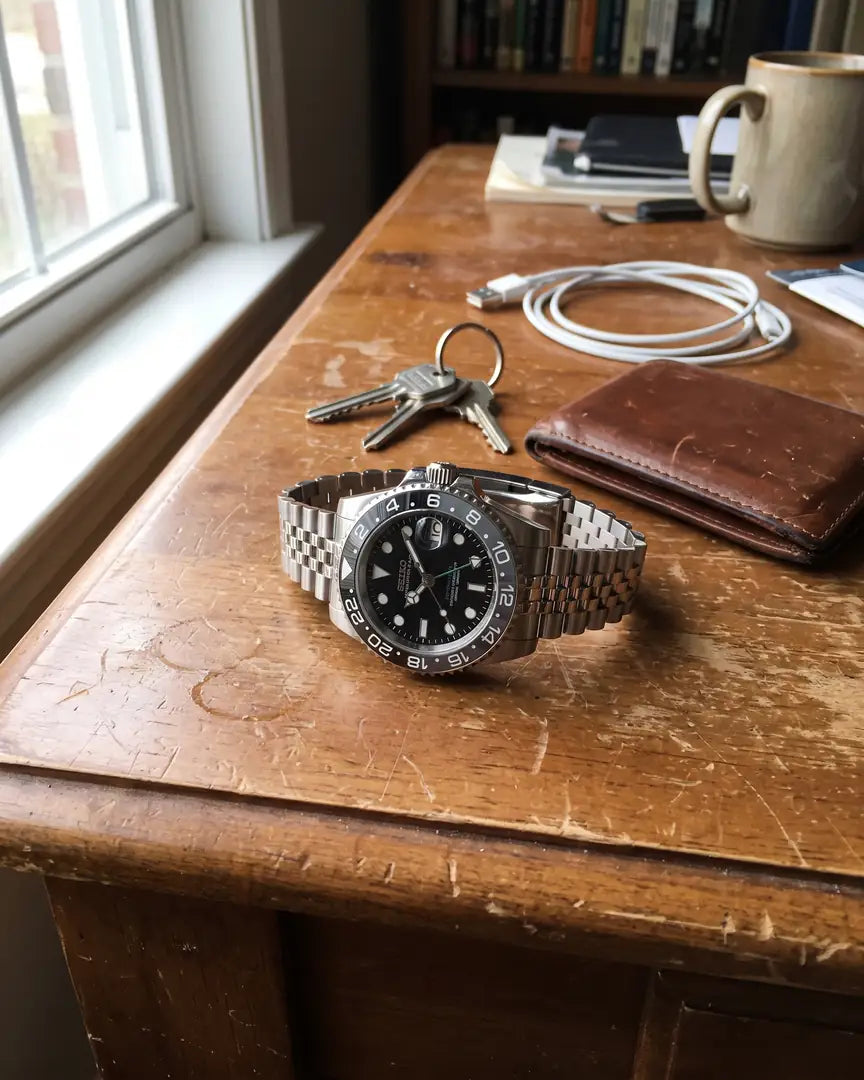 Seiko Mod GMT – Silver Horizon on the wrist