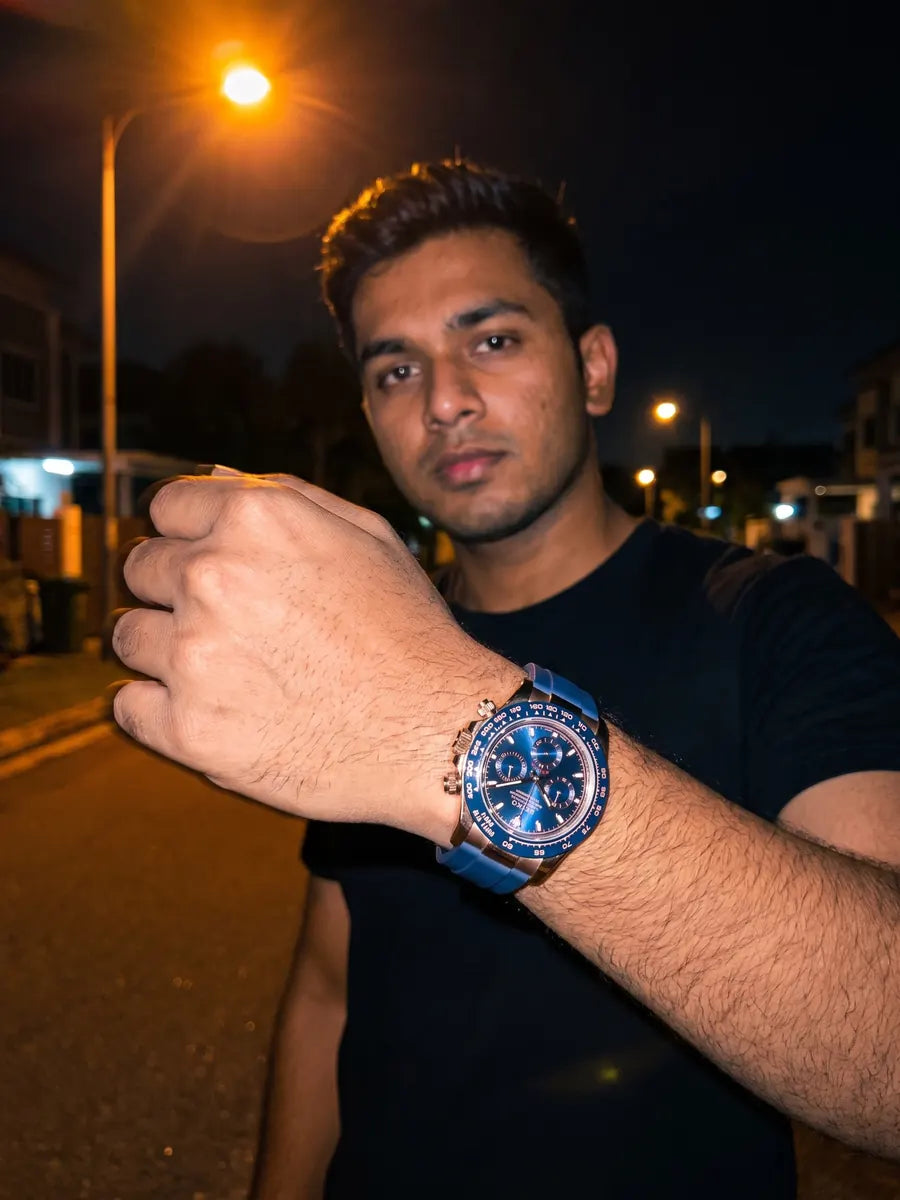 Seiko Mod Land Dweller - Baby Blue on the wrist