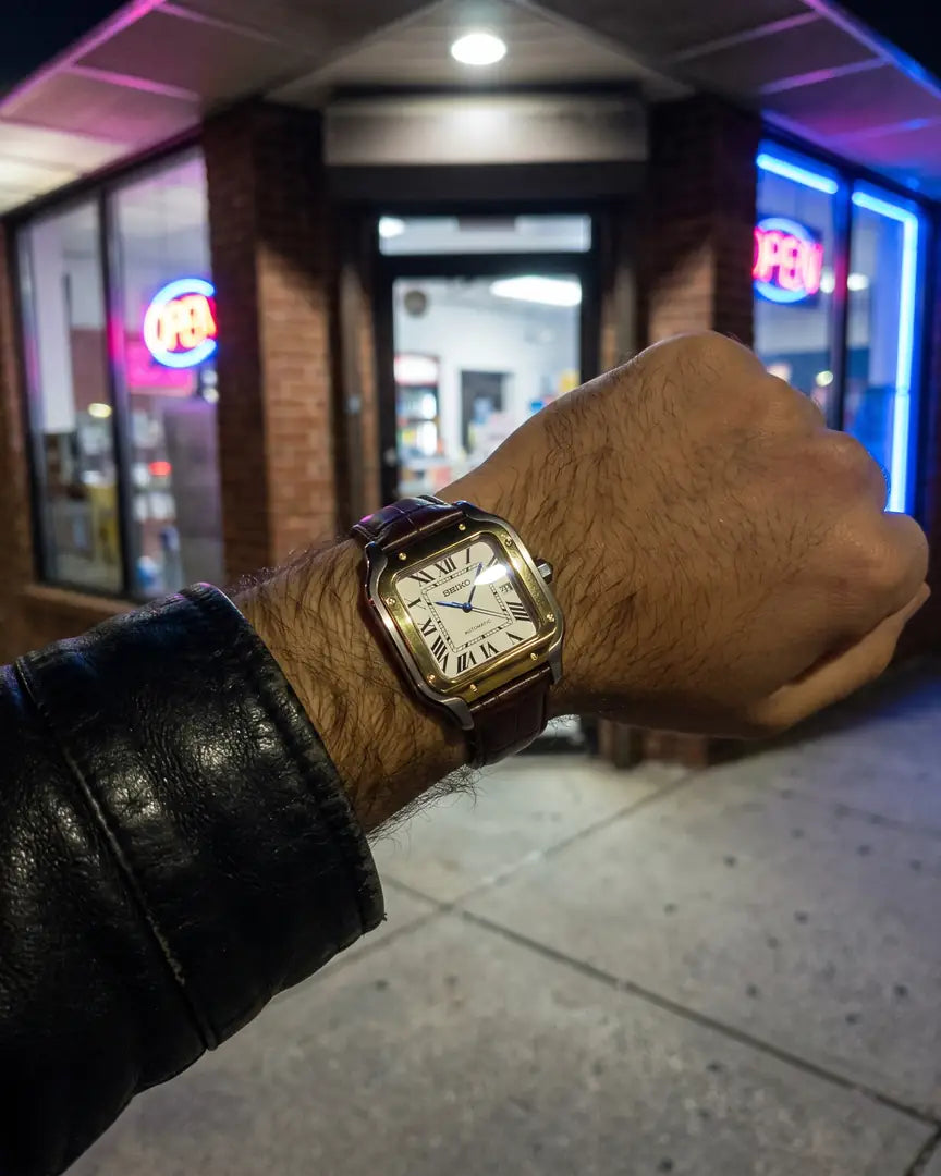 Seiko Mod Santos – Blue Dial on the wrist