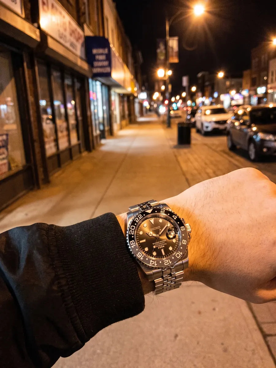 Seiko Mod Speedmaster – White Moon on the wrist