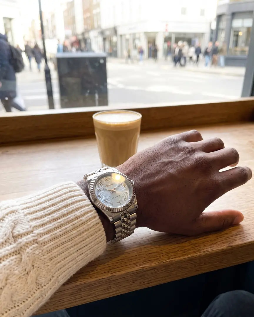 Seiko Mod Datejust – Black Mother of Pearl Dial on the wrist