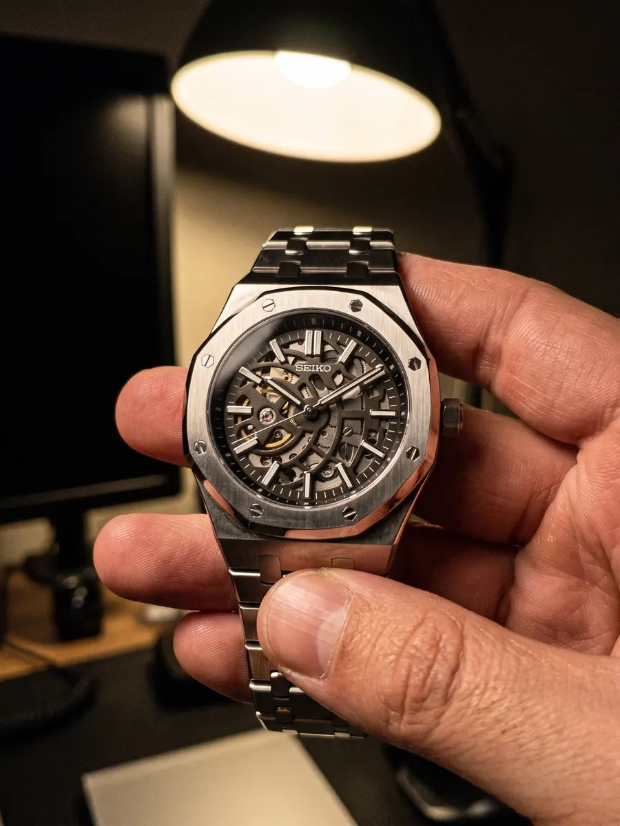 Seiko Mod Royal Oak – Blue Tapisserie Dial on the wrist