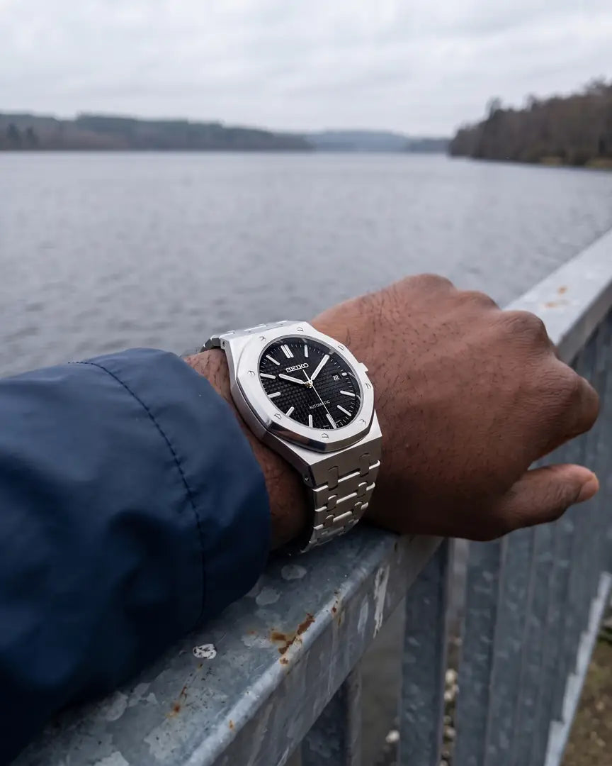 Seiko Mod Royal Oak – Blue Tapisserie Dial on the wrist