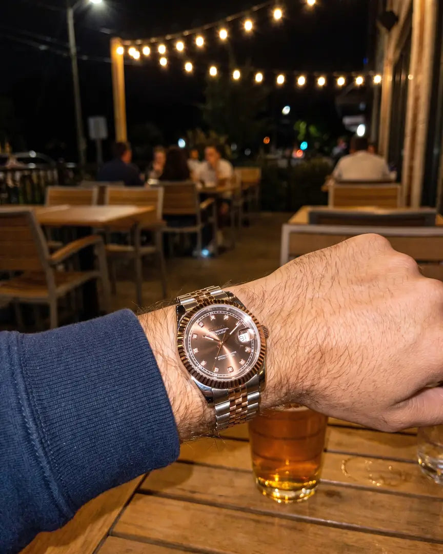 Seiko Mod Datejust – Two-Tone Chocolate Dial on the wrist