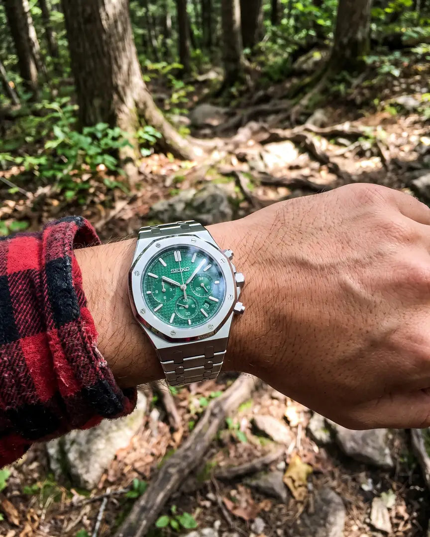 Seiko Mod Royal Oak – Blue Tapisserie Dial on the wrist