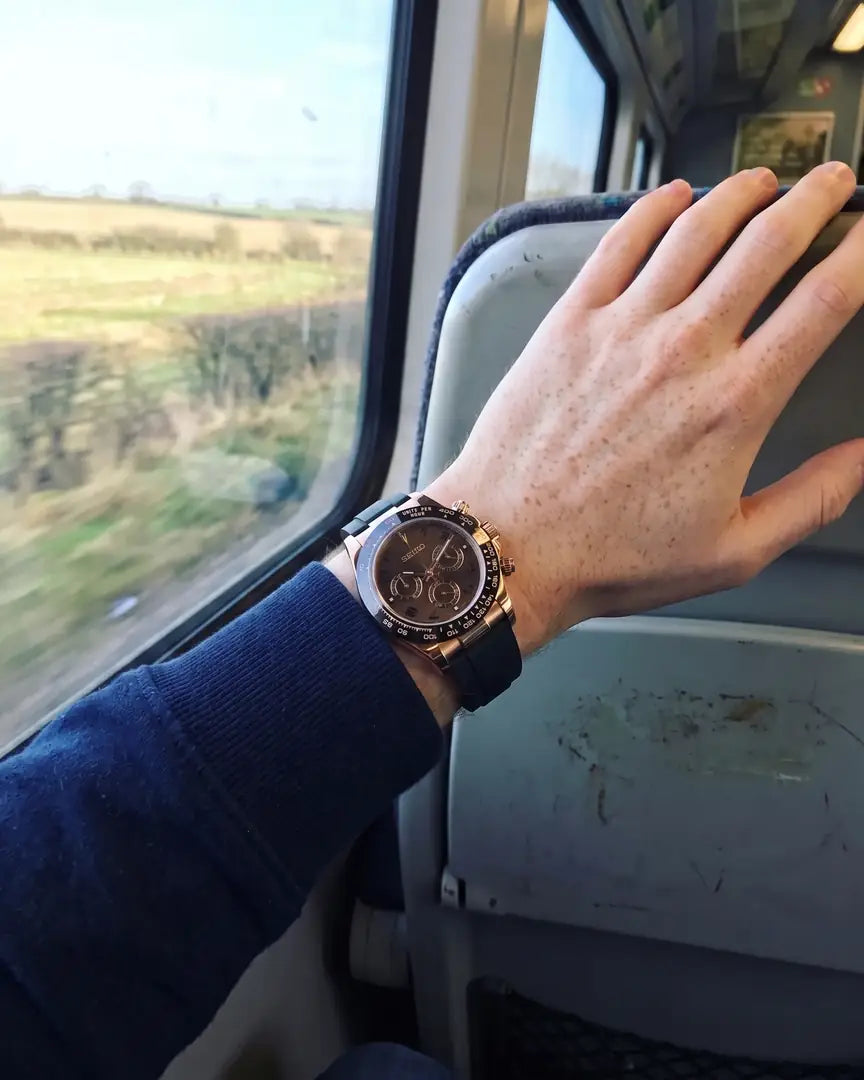 Seiko Mod Daytona – Black Ice Racer on the wrist
