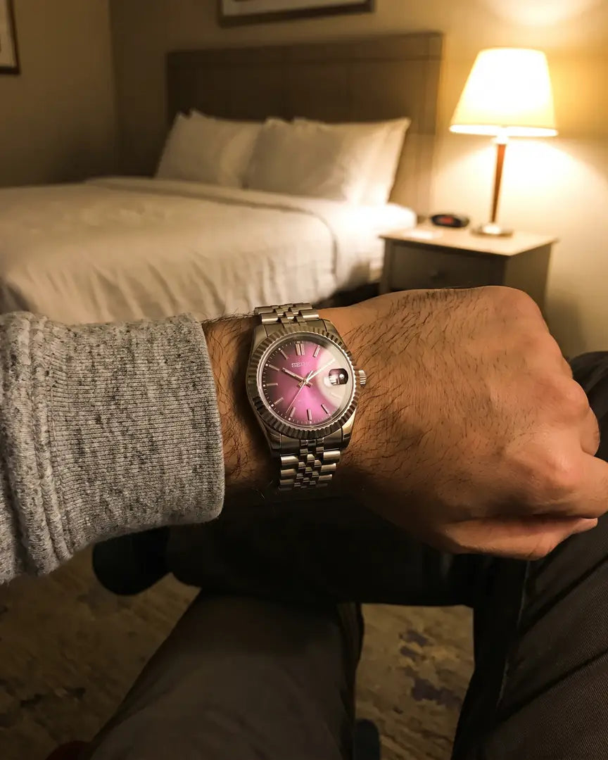 Seiko Mod Datejust – Silver Diamond Dial on the wrist